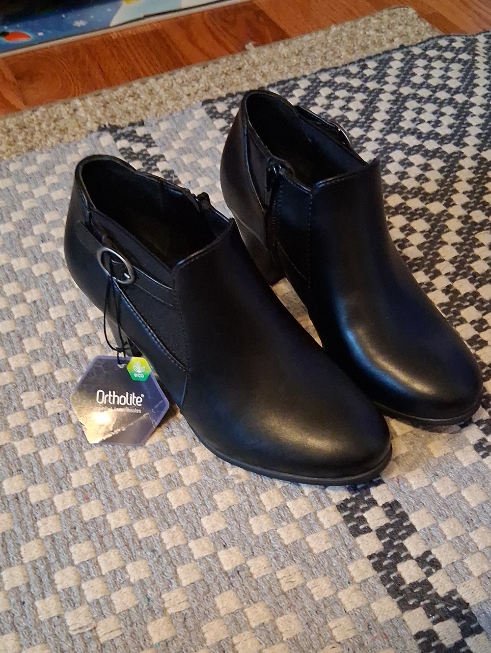 croft & barrow Black Faux-Leather Ankle Booties with Side Zip